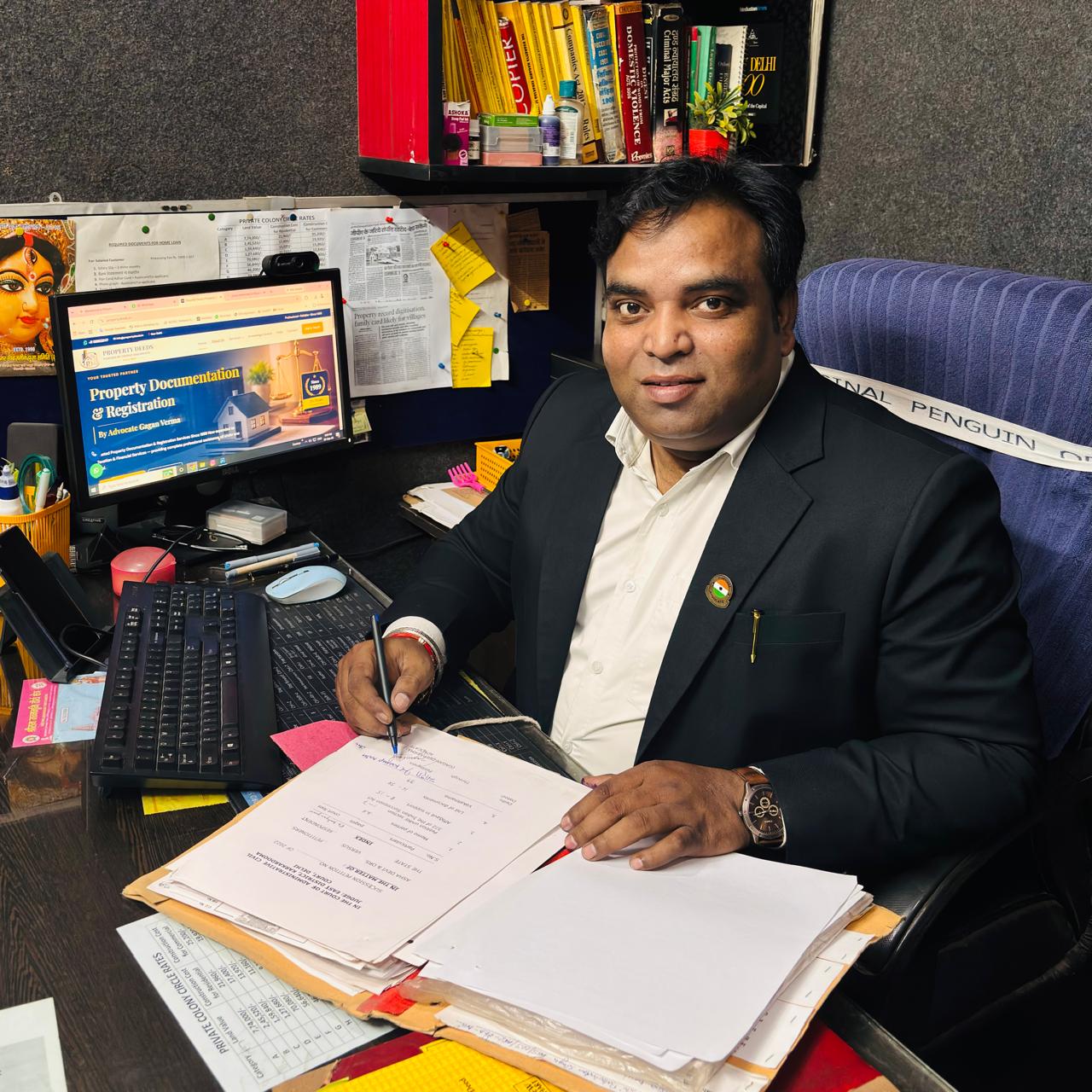Advocate Gagan Verma at work in his office